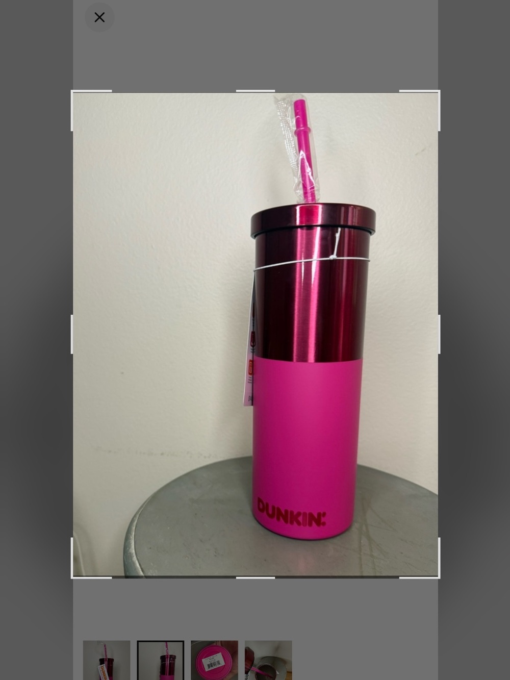 Dunkin® Pink Stainless Steel Travel Tumbler with Straw - Picture 4 of 7